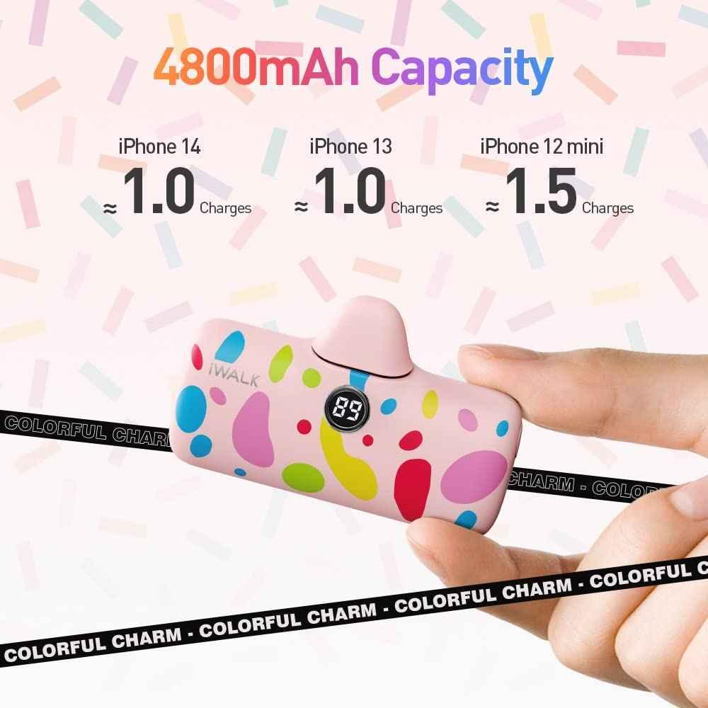 iWalk 4800mAh Lightning 20W Pocket Power Bank - Pink Pattern iWalk 4800mAh Lightning 20W Pocket Power Bank - Pink Pattern